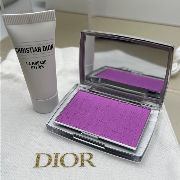 Dior Other - Dior Bundle: Rosy Glow Blush 063 Pink Lilac,La Mousse Off/On& Dior Dust Bag NWOT